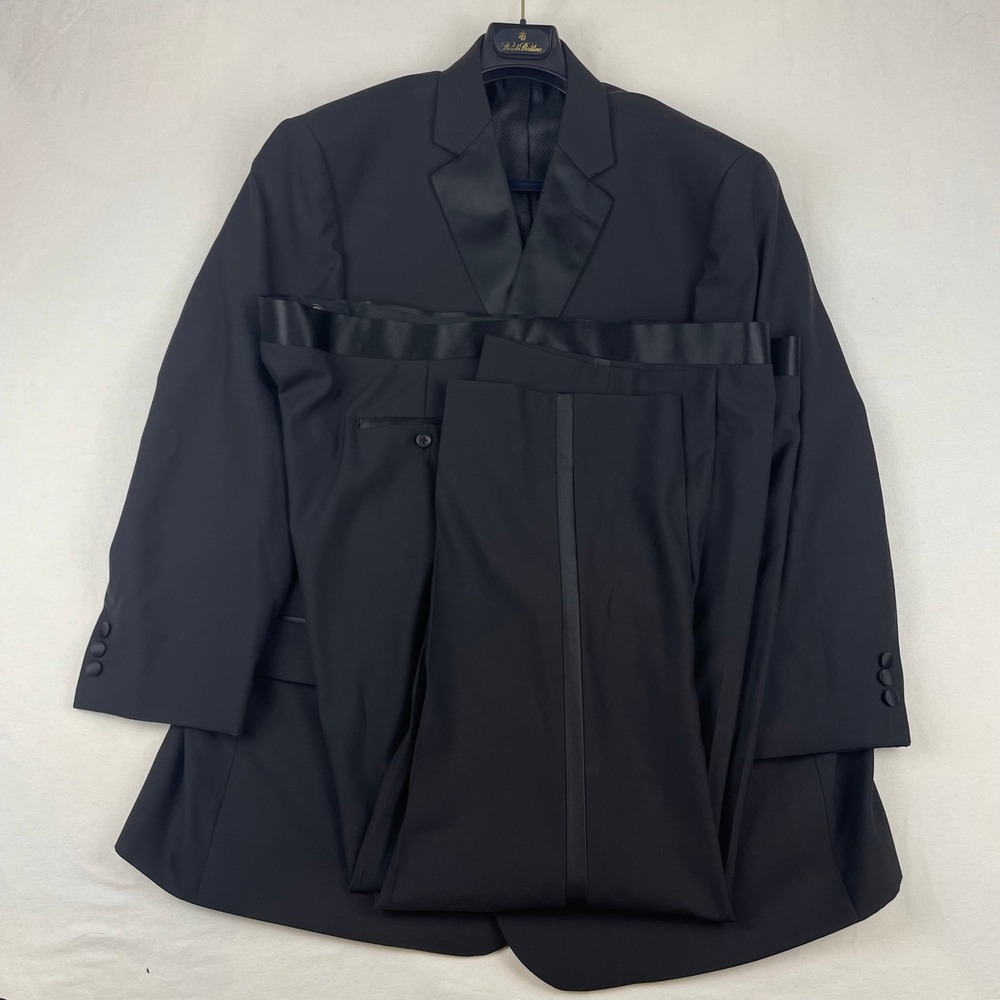 Wilke Rodriguez Mens Black 2 Piece Tuxedo Suit 50R 48W Wool Blend Formal Wedding